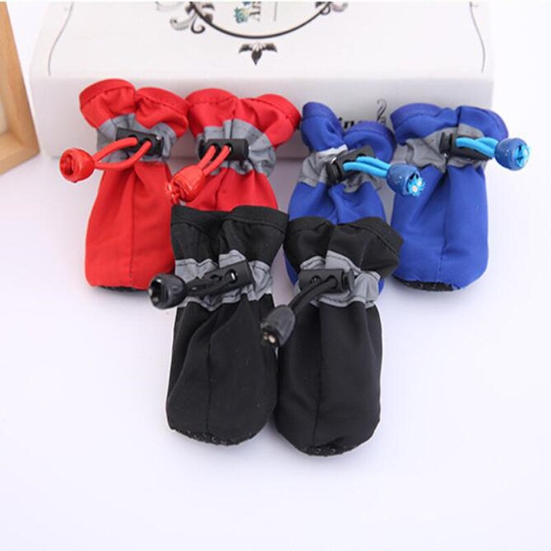 4 pièces imperméable chien chaussures anti-dérapant pluie neige botte épais pour petits chats chiens chiot chien chaussettes chaussons