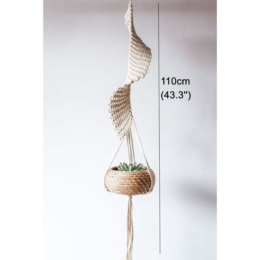 macrame wall hanging planter hangers air plant hanger holder balcony decoration wall planter pot woven basket bohemian makrama: E18