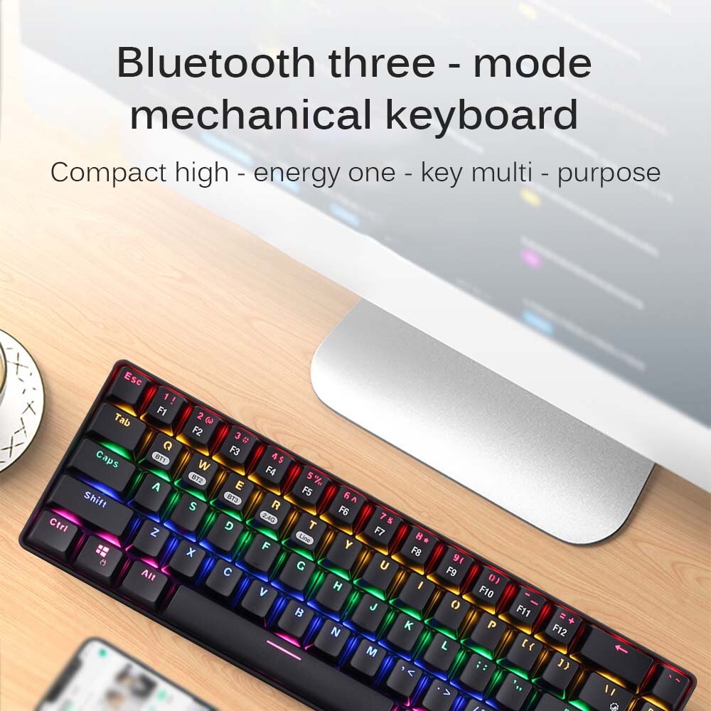 68-Key Player Keyboard Wireless Bluetooth Type-C RGB Backlit Wired Mechanical Gaming Keyboard LED Backlit Mechanical Keyboard