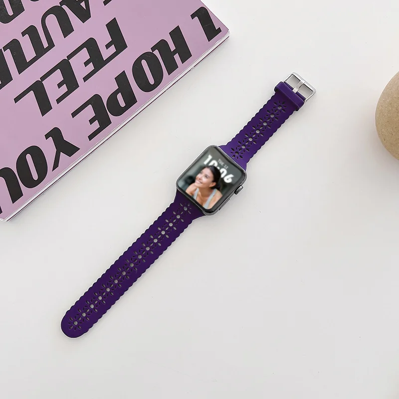 Siliconen bandjes voor Apple Watch 44 mm 40 mm 38 mm 42 mm Ultra 2 49 mm sportarmband iwatch serie 9 7 8 6 Se 5 4 3 41 mm 45 mm band: M / SMOKEY MAUVE
