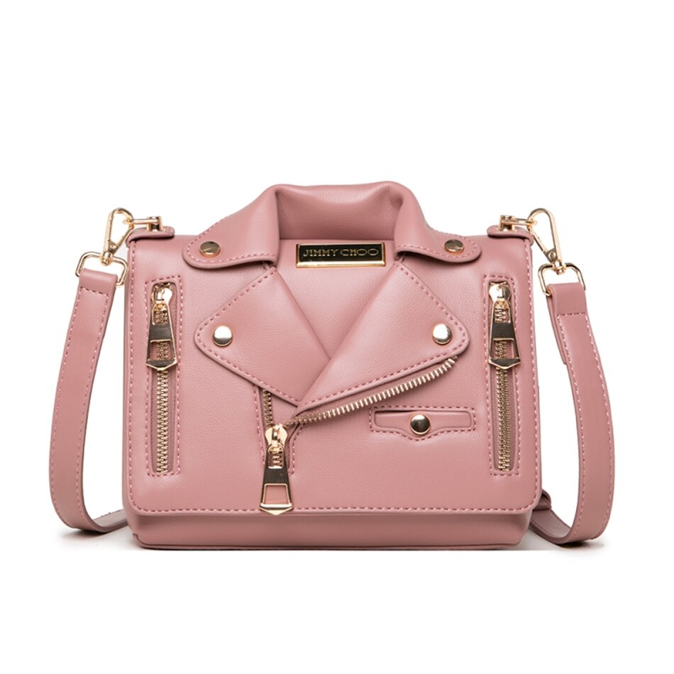 Borsa in pelle di qualità a forma di giacca in stile giapponese per donna borsa a tracolla per shopping sacco signora di lusso firmata: Colore rosa