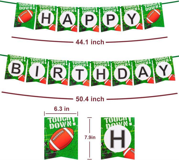 Rugby American Football Theme Party Supplies Disposable Dinnerware Set Plates Napkins Cups Knifves Fork Spoon Birthday Party Set: Square banner