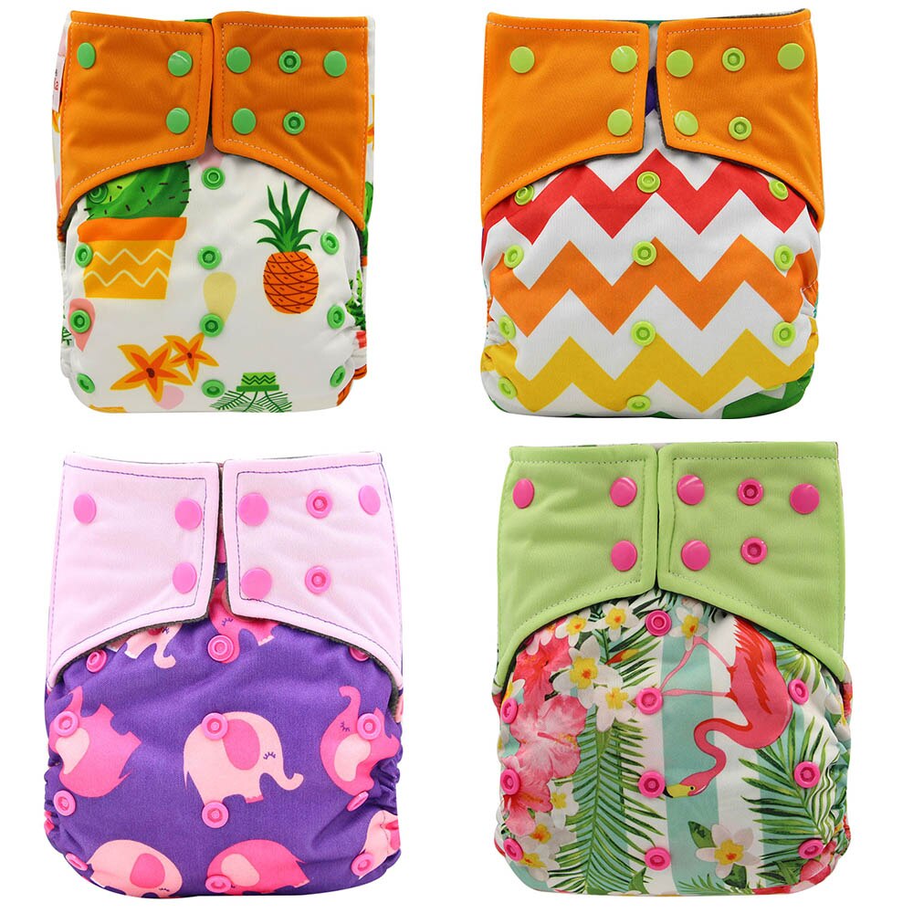 4PCS/Pack Washable AI2 Cloth Diapers Bamboo Charcoal Inner Baby Diaper Cover Washable Reusable Pocket Diaper Baby Nappies: 82(AI2)