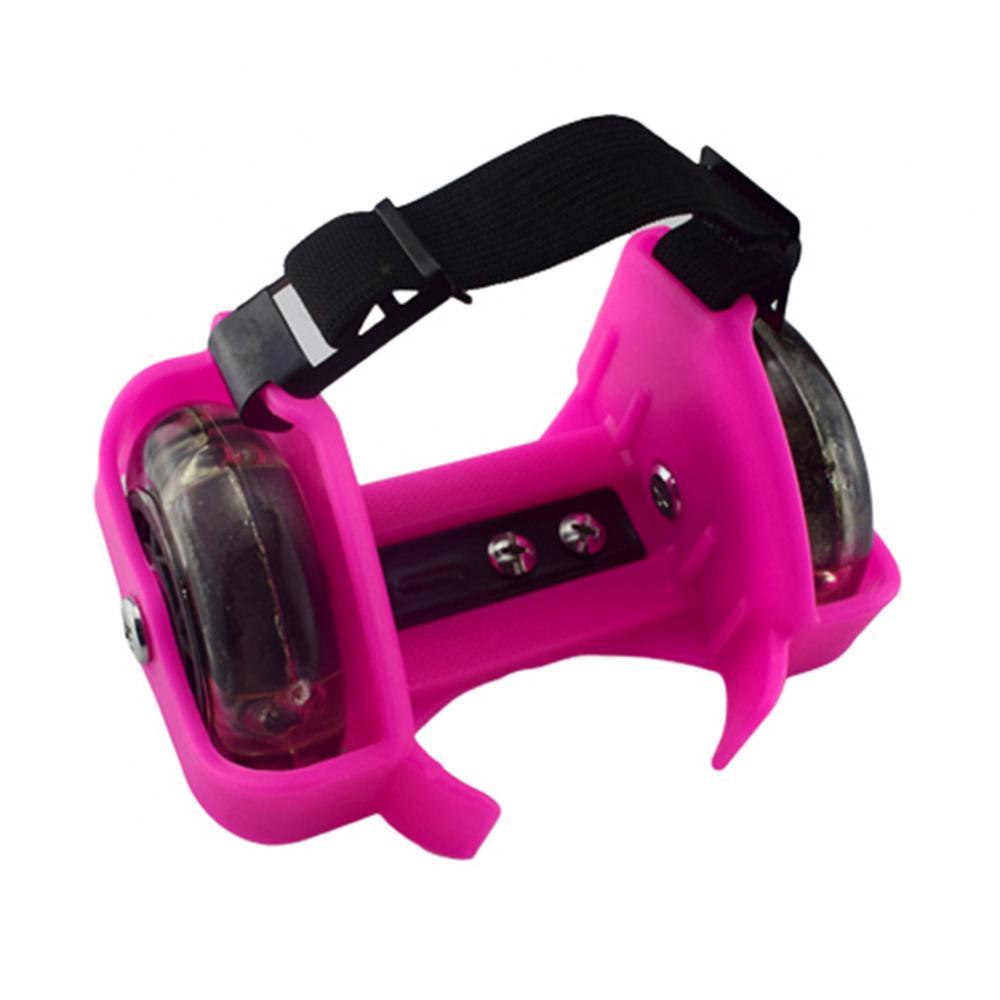 2Pcs Kid Children Outdoor Adjustable LED Flashing Wheel Heel Shoes Skate Rollers: Pink