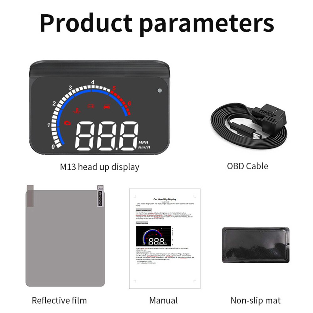 Projecteur de pare-brise avec affichage tête haute HUD pour voiture, horloge numérique de vitesse, avertissement de survitesse, mesure du kilométrage pour véhicules