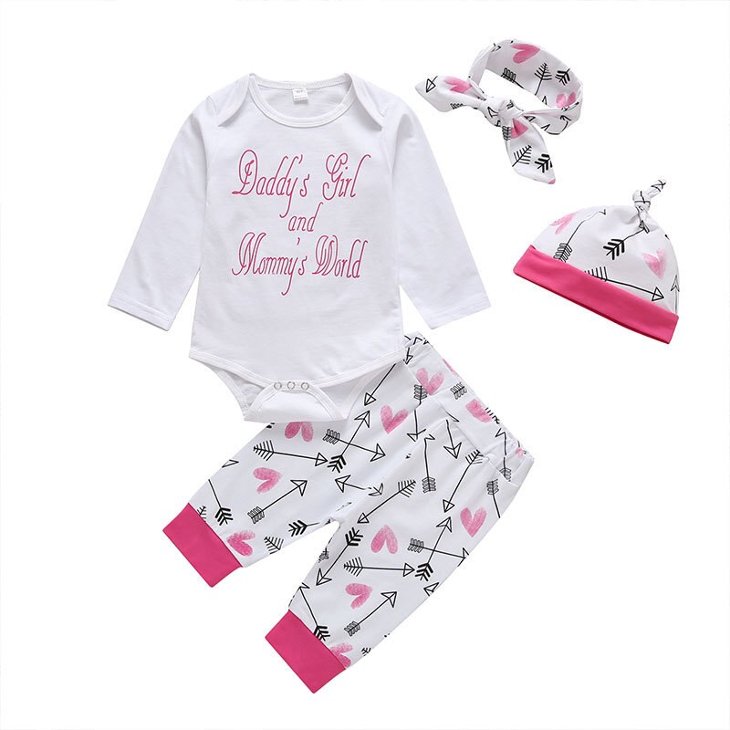 Carter Baby Girl Recien Nacido Neonato Clothes Carters Baby Boy Lucky+child Baby Girls Round neck letter printing 4-piece set: height 90cm