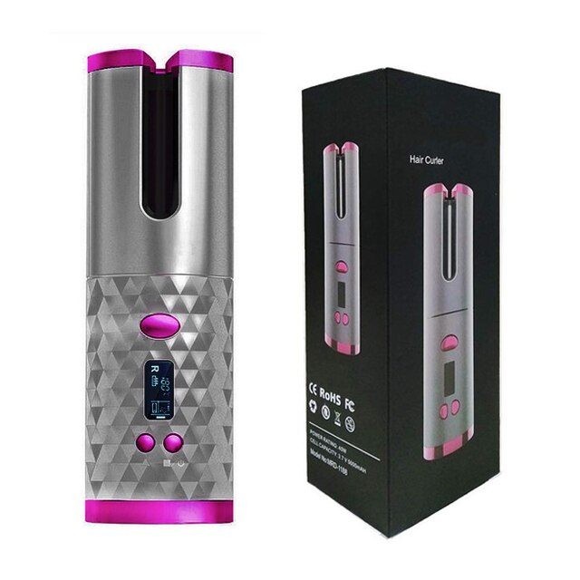 Auto Rotating Hair Curler Portable Cordless Automatic Natural Curl Rechargeable Ceramic Curling Irons Wireless Big Wave Airwrap: Black A