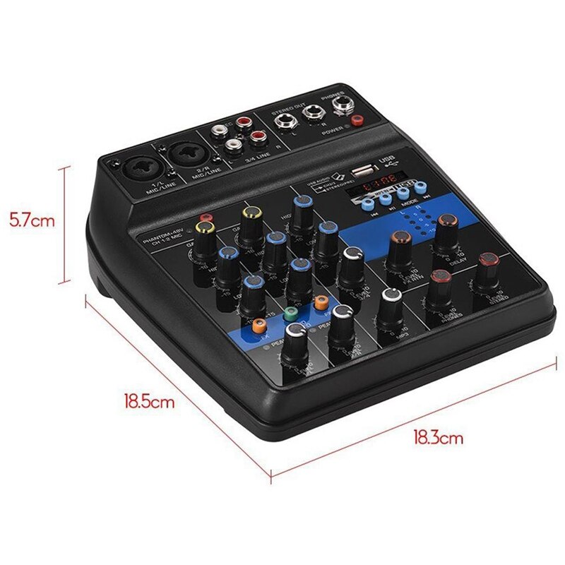 Lille mixer 4 kanals bluetooth  mp3 rumklangseffekt usb mini mixerpult o mixer forstærker (us stik)