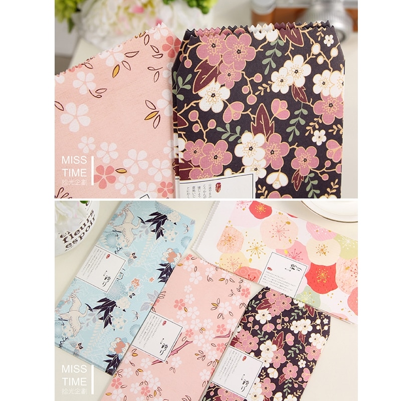 Coloffice 1 set (3 envelopes+6 Letter paper) Japanese Style random Sakura flower Letter Pad / Paper envelope sets love letters