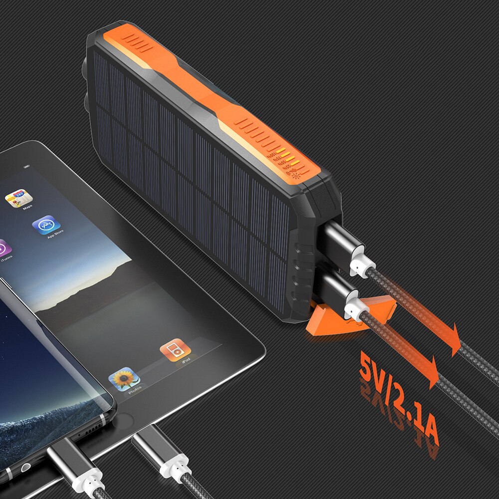 Portable Light Camping Mobile Power 25000 MA Solar Wireless Charging Pad Large Capacity Outdoor Waterproof Camping Flashlight