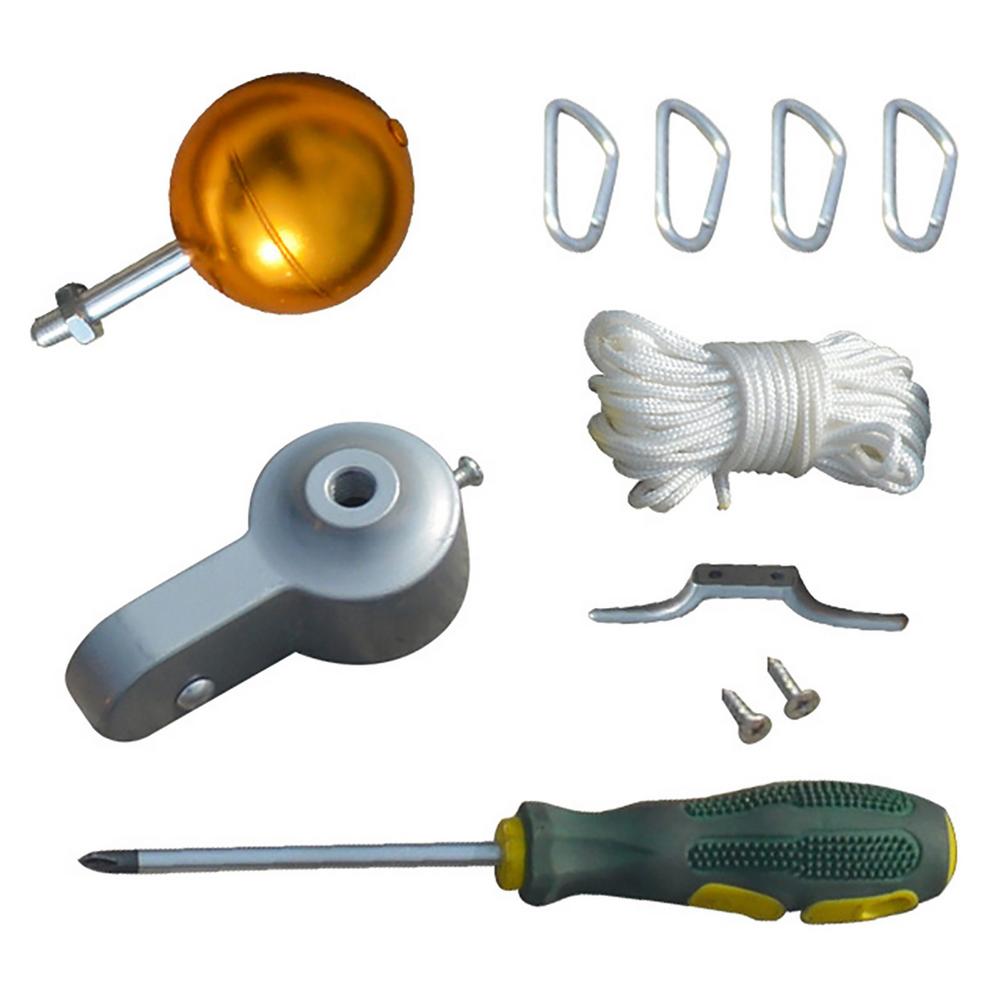 Flag Pole Parts Set Nylon Braided Rope Flagpole Accessories Repair Kit Pulley Gold Ball Cleat Clip Screws Decor 2 Inch