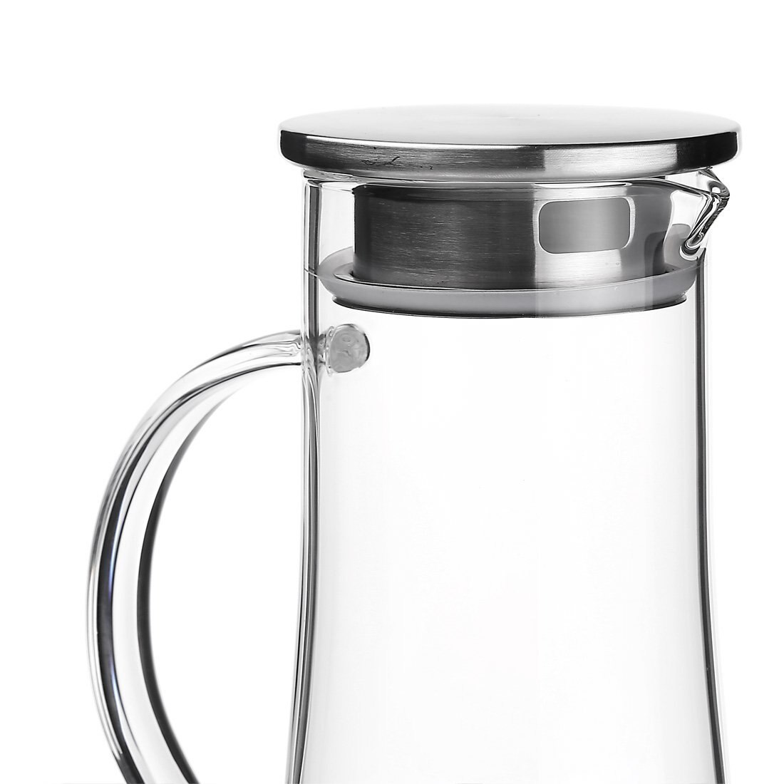 ONEISALL 1500ML Large Capacity Water Teapot with Stainless Strainer, Borosilicate Glass Water Pitcher with Stainless Steel Lid