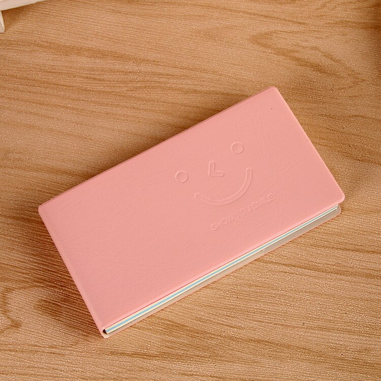 Cute Korean Smiley Notebook Kawaii Student Stationery School Supplies MINI Rectangle Notebook Color Inside Pages Small Note Book: Pink