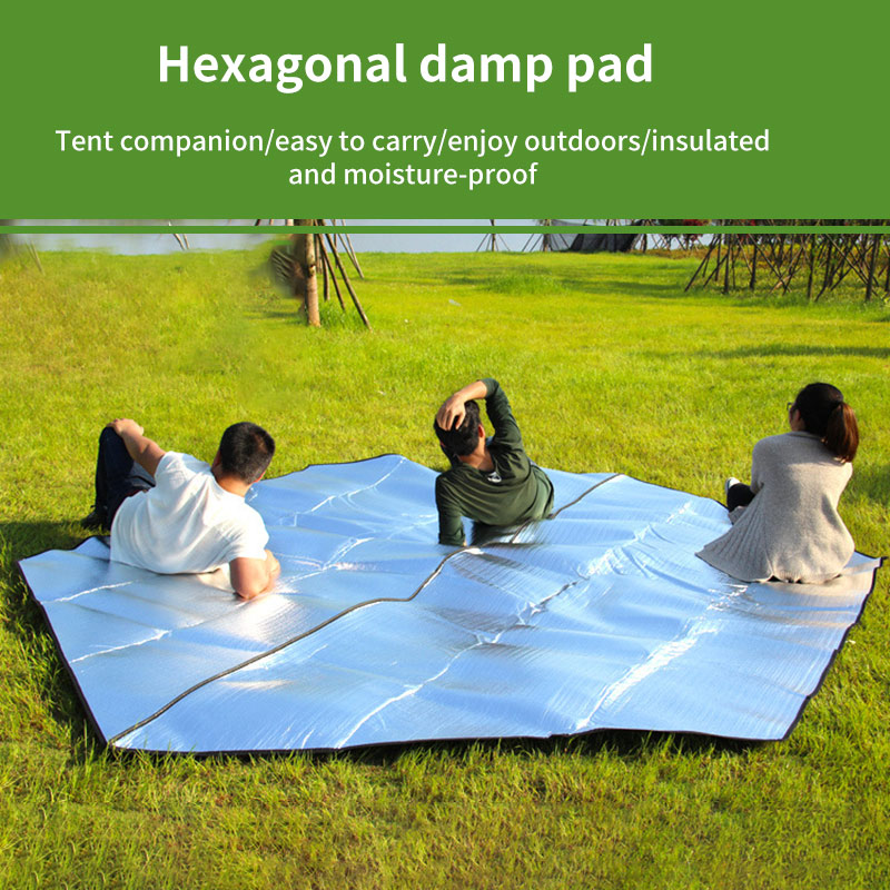 Tykkere pad åndbart blødt tæppe sekskantet aluminium til udendørs foldning vandtæt tæppe camping strand picnicmåtte