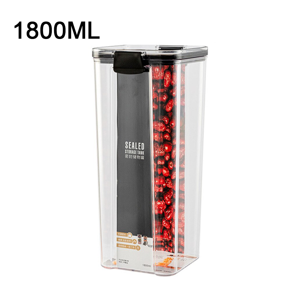 Køkken opbevaringsboks ris pasta nudler havregryn snack mad flaske køleskab opbevaring flaske forseglet fugttæt korn mad beholder: 1800ml