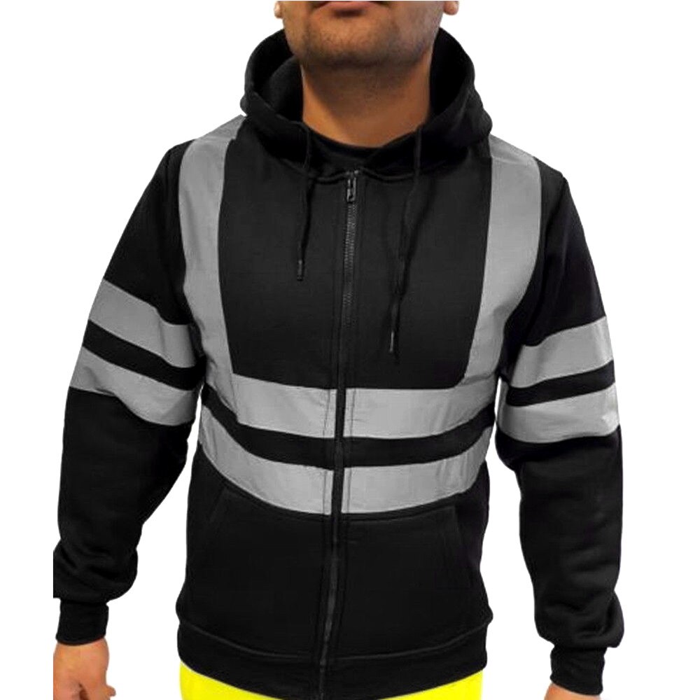 Hoodies mâle vêtements de sport à la hommes Sweatshirts travail routier haute visibilité pull à manches longues hauts Blouse vêtements hommes 9.20: BK / XXXL