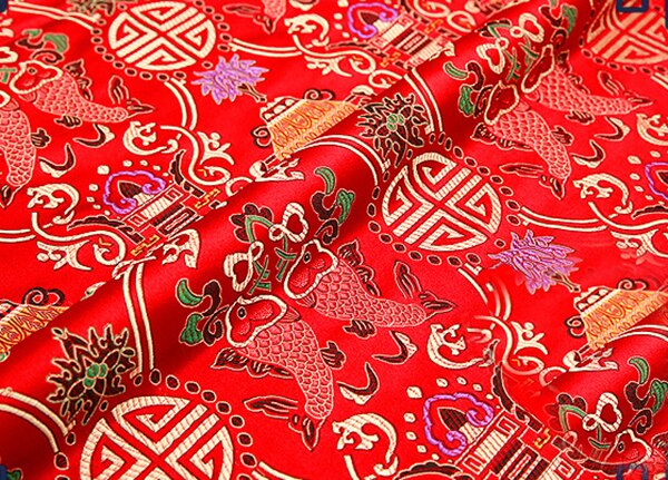 Metallic Jacquard Brocade Fabric, silk nylon 3D jacquard fabric for Coat Dress table cloth decorative DIY patchwork