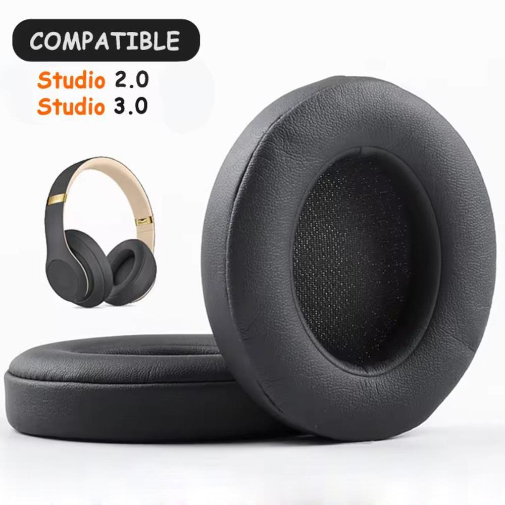 Ørepuder til beats studio 2.0 studio 3.0 trådløse og kablede hovedtelefoner, udskiftningsørepuder, proteinlæder  b0500 b0501: Mørkegrå