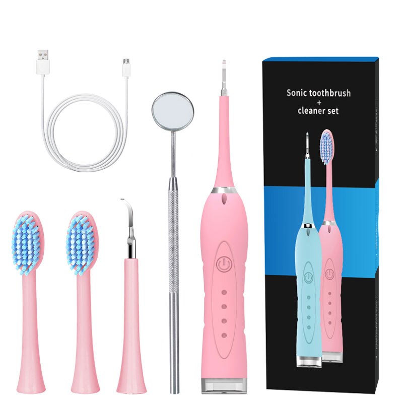 Haushalt Zahnstein Entferner Elektrische Zahnstein Entferner Zahnstein Ultraschall Bleaching USB Aufladbare Zahn Reiniger Tragbare: C-PINK