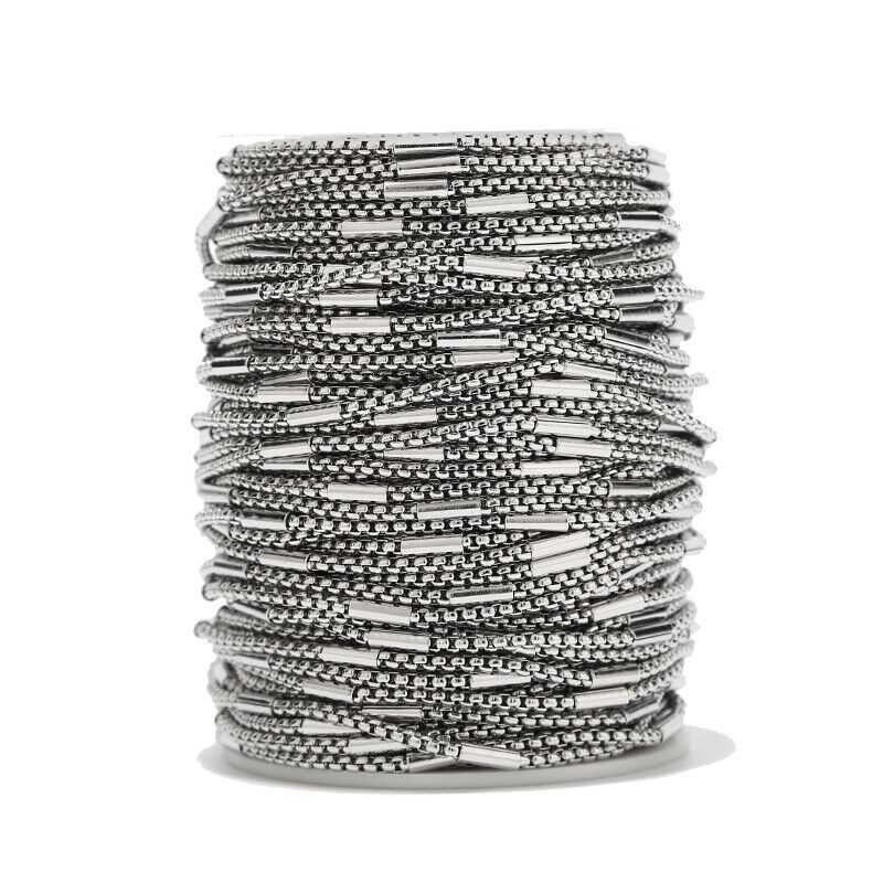No Fade 1Meter Roestvrijstalen Kettingen Voor Sieraden Maken Diy Ketting Armband Accessoires Goud Vierkante Kralen Klem Buis Ketting: Black
