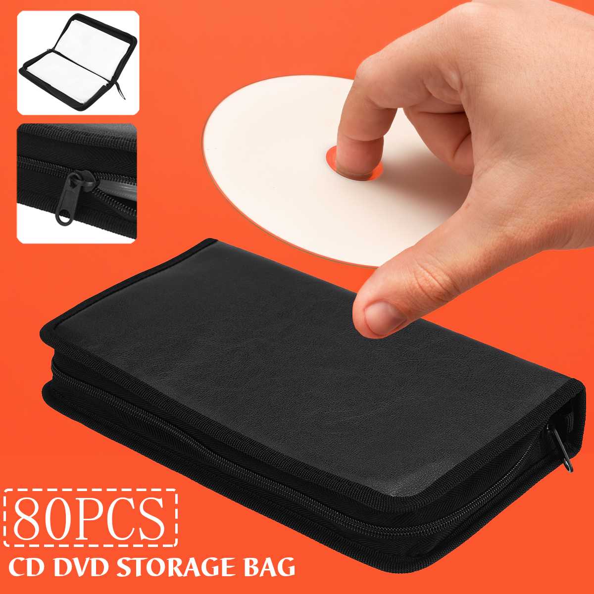 80 Disc PU DVD CD Storage CD Holder Carry Bag Case DJ Faux Leather Case Storage Holder Organizer Wallet Box For VCD DVD CD
