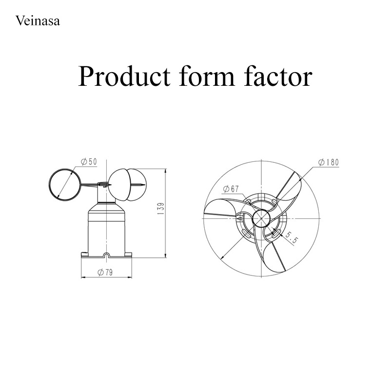 XS-WSS01 3 Cup ABS Wind Speed Sensor RS485 Crane Anemometer Sensor For Arduino Weather Station