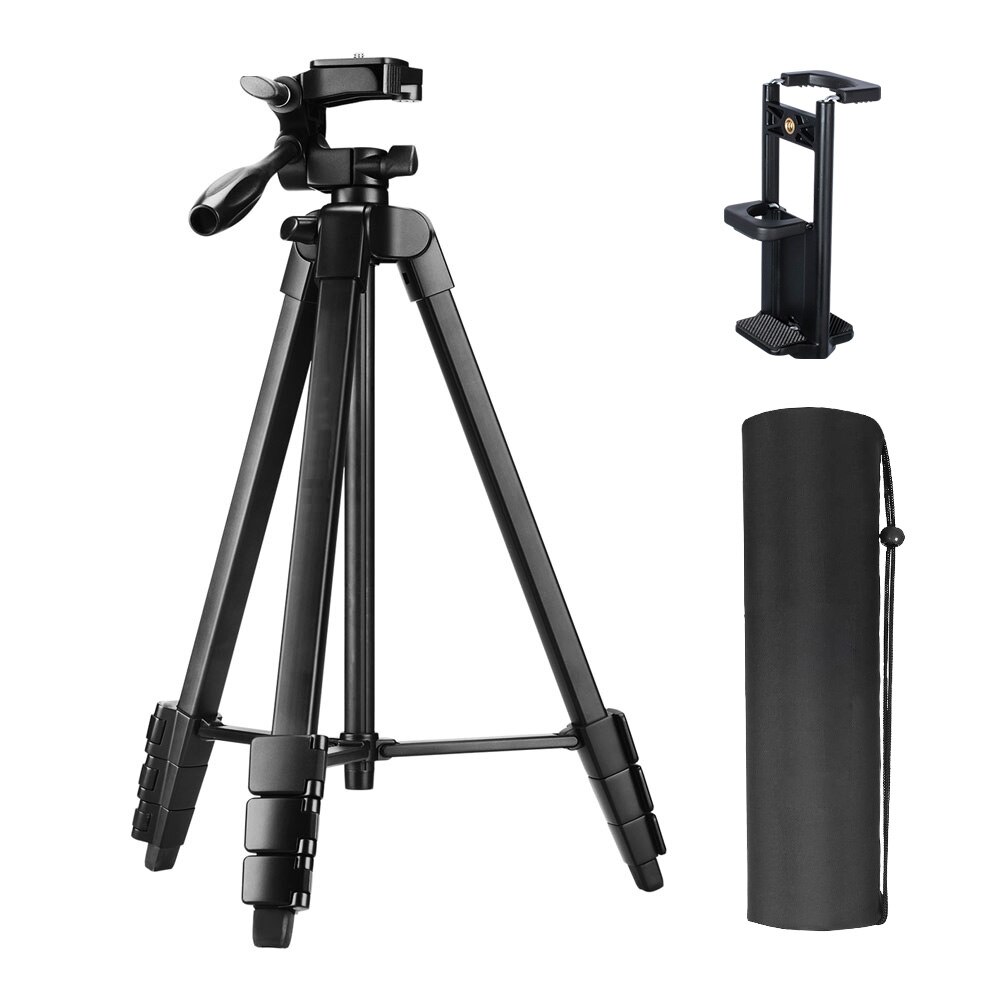 Puhelimen jalusta 60- tuumaa, 2 in 1 kiinnityspidike ja kaukosäädin iphone/ipad/gopro/dslr-kameralle, kantolaukku matkaa varten: 2 in 1 pidikejalusta