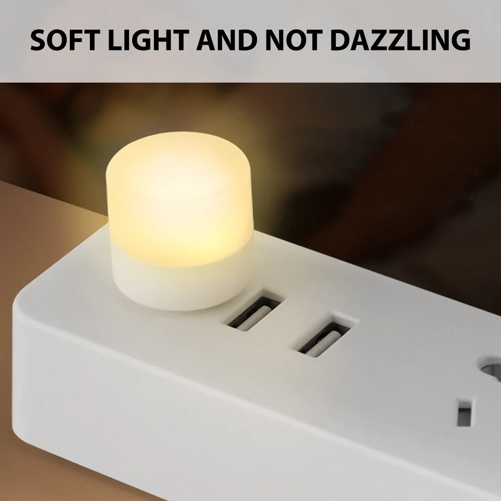 Mini luce notturna USB Protezione per gli occhi bianca calda Lampada da lettura per libri Spina USB Lampada da notte a LED per ricarica mobile per computer
