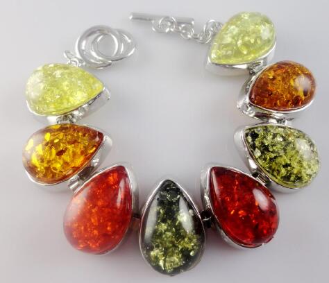 Natural Precious Modernist TEARDROP GOLDEN HONEY PRESSED AMBERS Jewelry making Water Bracelet wholesale1set A3: NO.6