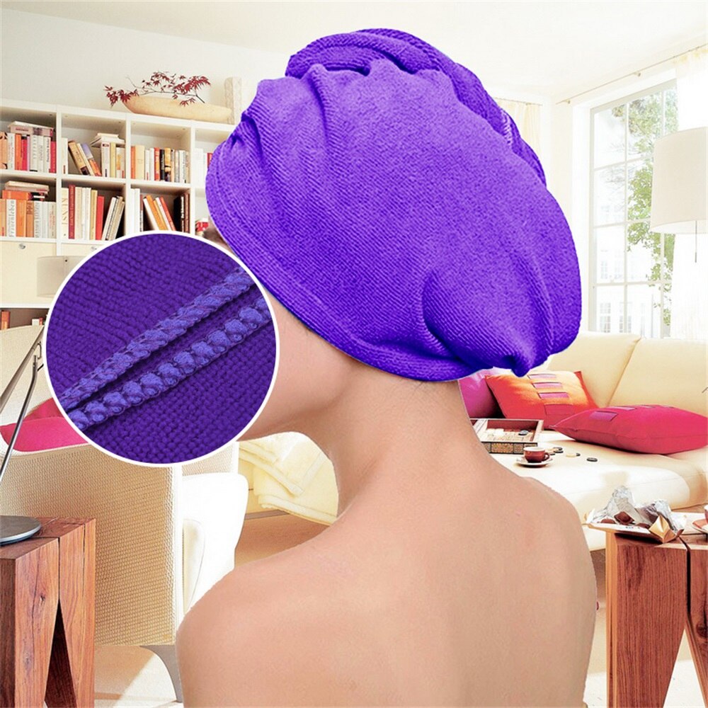 Femmes filles dame cheveux serviette cheveux Turban microfibre séchage rapide Salon serviette salle de bain accessoires enveloppé cheveux chapeau chapeau: G94802D