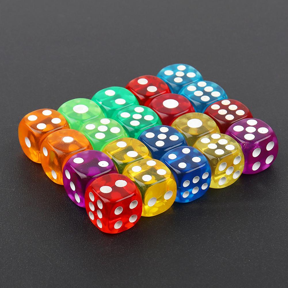 10Pcs Dice Set Transparant Acryl Dobbelstenen Set Willekeurige Kleur Voor Party Tafel Bordspel 16Mm