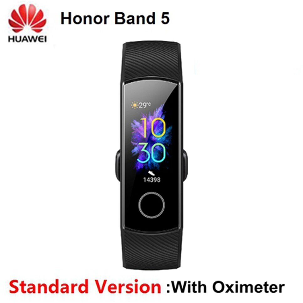 Original Globale Huawei Honor Clever Band 5 berühren Farbe Bildschirm Clever Armbinde Wasserdicht Herz Bewertung Tracker Uhr Für Android IOS: Schwarz