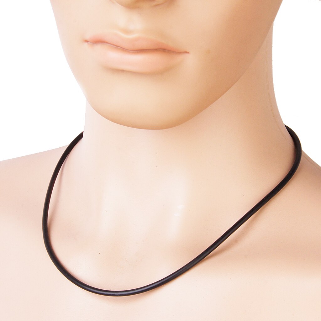 10 pièces 3mm collier en caoutchouc noir 20 'avec fermeture en métal couleur argent