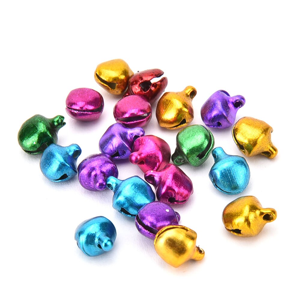 100 stks DIY Ambachten Handgemaakte Accessoires Kleurrijke Losse Kralen Kleine Jingle Bells Kerstversiering Hangers 6/8/10/12mm: 10mm