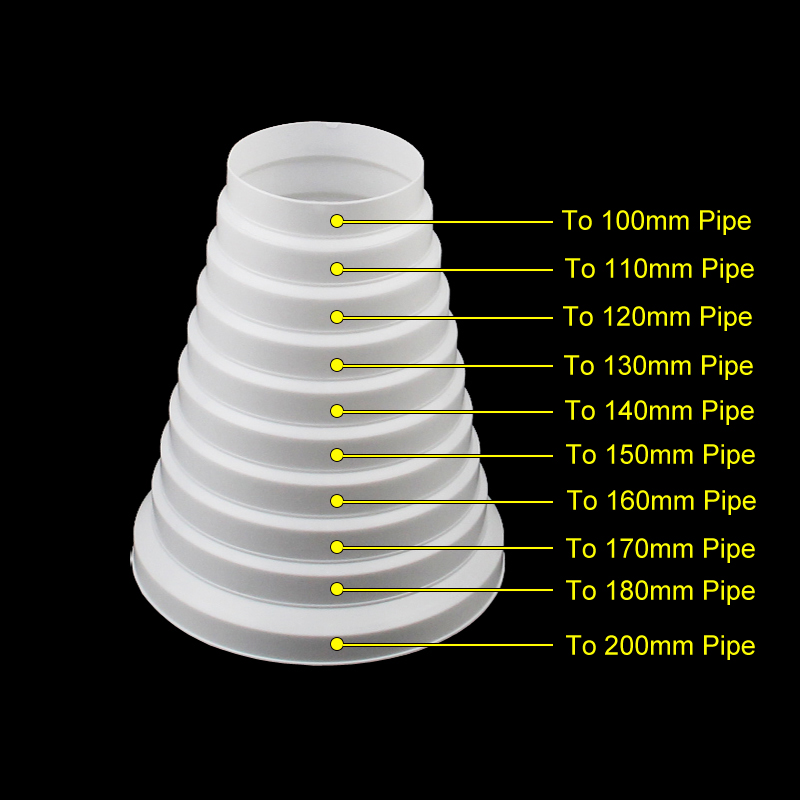 Ventilation Pipeline Reducer 100mm-200mm, pipe line adopter 4" to 8" in size