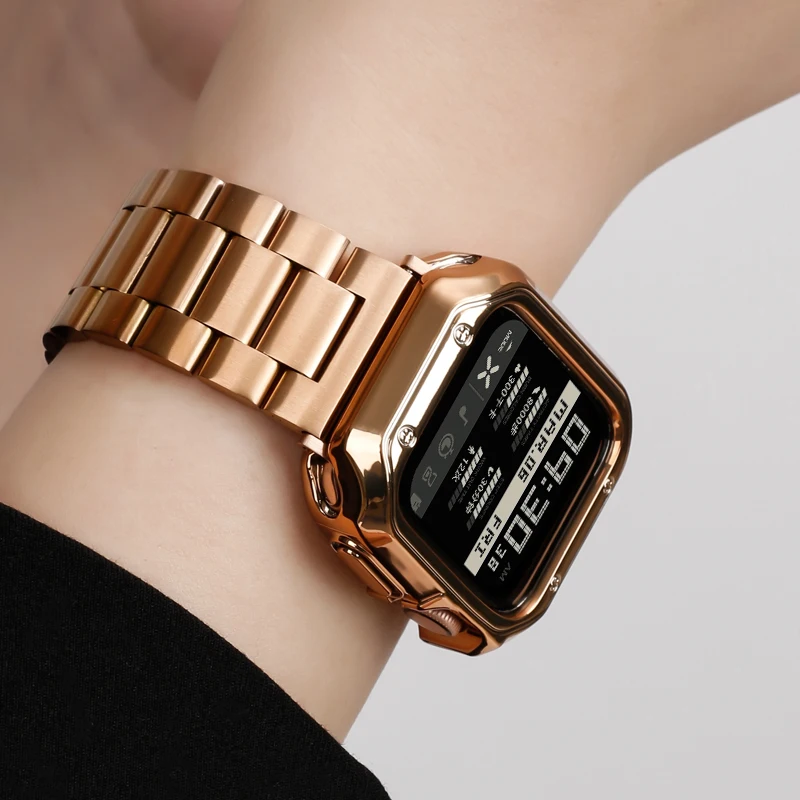 Rem i rustfritt stål til apple watch-reim ultra 49mm 45mm 44mm 41mm 40mm metalllenke iwatch-serien  se 3/4/5/6/7/8- reim