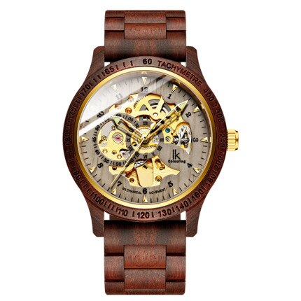 Ik Kleuren Houten Horloges Voor Mannen Automatische Mechanische Horloge Lichtgewicht Uurwerken Hout Horloge: E