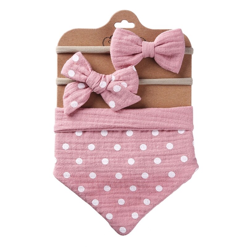 3 pz/set cotone bavaglino fiocco fascia pulsante regolabile triangolo Saliva asciugamano stampa neonato ragazzo ragazza alimentazione Burp panno: 2