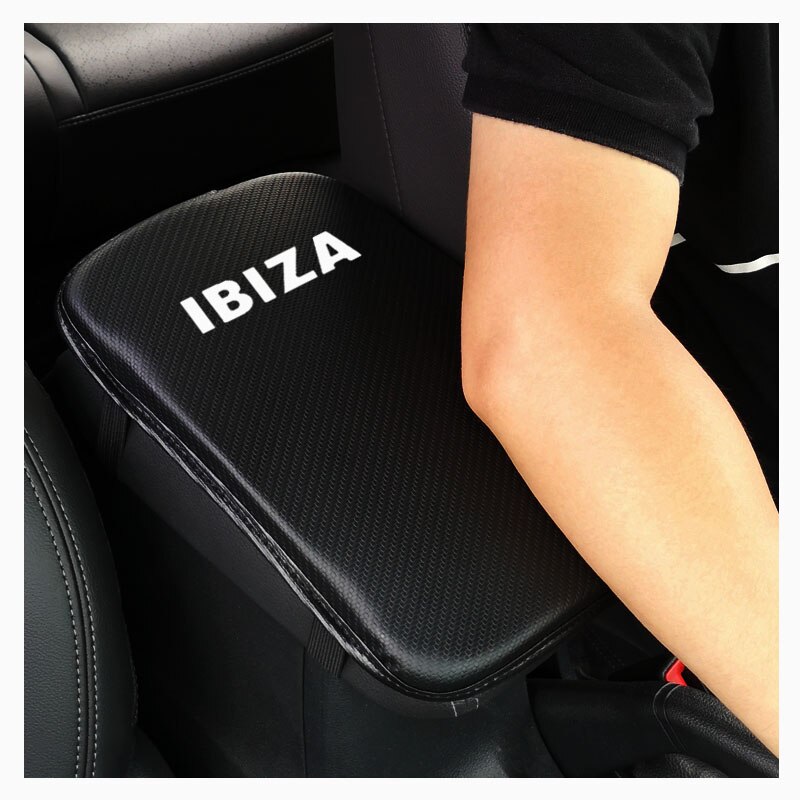 Snyggt och mjukt pu läder bil mittkonsol armstöd sittlåda pad fordon skyddande bil styling för seat ibiza