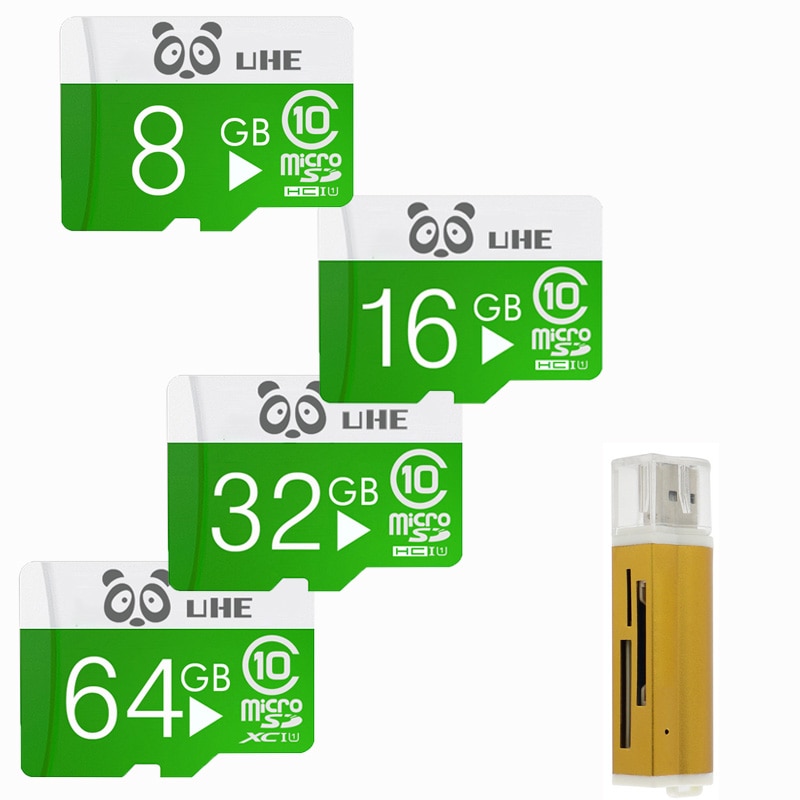 Green Micro SD 32GB memory card 64G class10 microsd tf carte 16GB 8GB 4GB flash memory with card reader mini