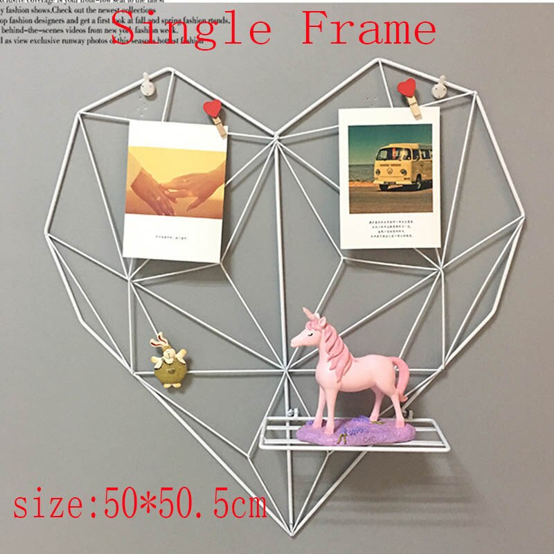 Ins-cadre Photo support étagères, décoration murale, cartes postales, cadre de grille en fer, décoration bricolage: Single White Frame
