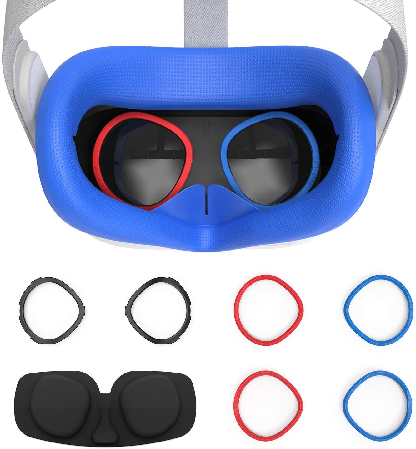 Amvr 6 stk sæt til oculus quest 2 tilbehør silikone ansigtsdæksel linse beskyttelsespude silikone ansigtscover til oculus quest 2 etui