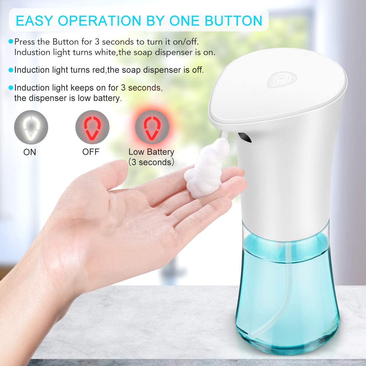 Automatic Soap Dispenser, Touchless Smart Foaming Soap Dispenser, Hand Free Auto Soap Dispenser for Bathroom,Kitchen