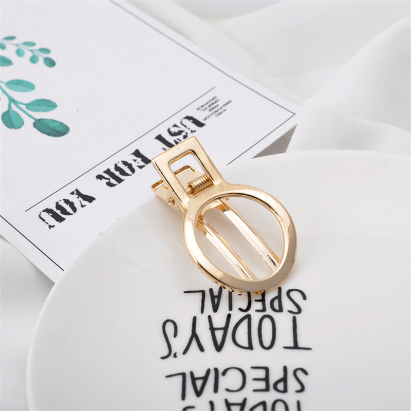 Frauen Gold Geometrische Kaninchen Krone bilden Haarspange Metall Hohl Haarnadeln Für Süße Mädchen Einfache Hairclip Haar Zubehör: runden Sektion