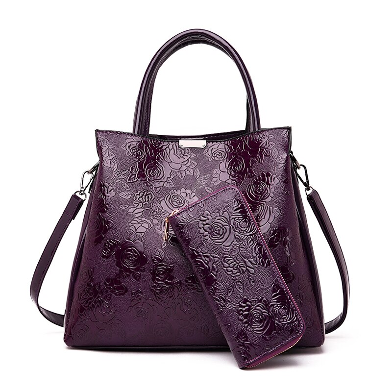 nouvelle de luxe sacs à main femmes sacs concepteur Rose impression sac fourre-tout sacs à bandoulière pour femmes voyage sac à main: Purple-2