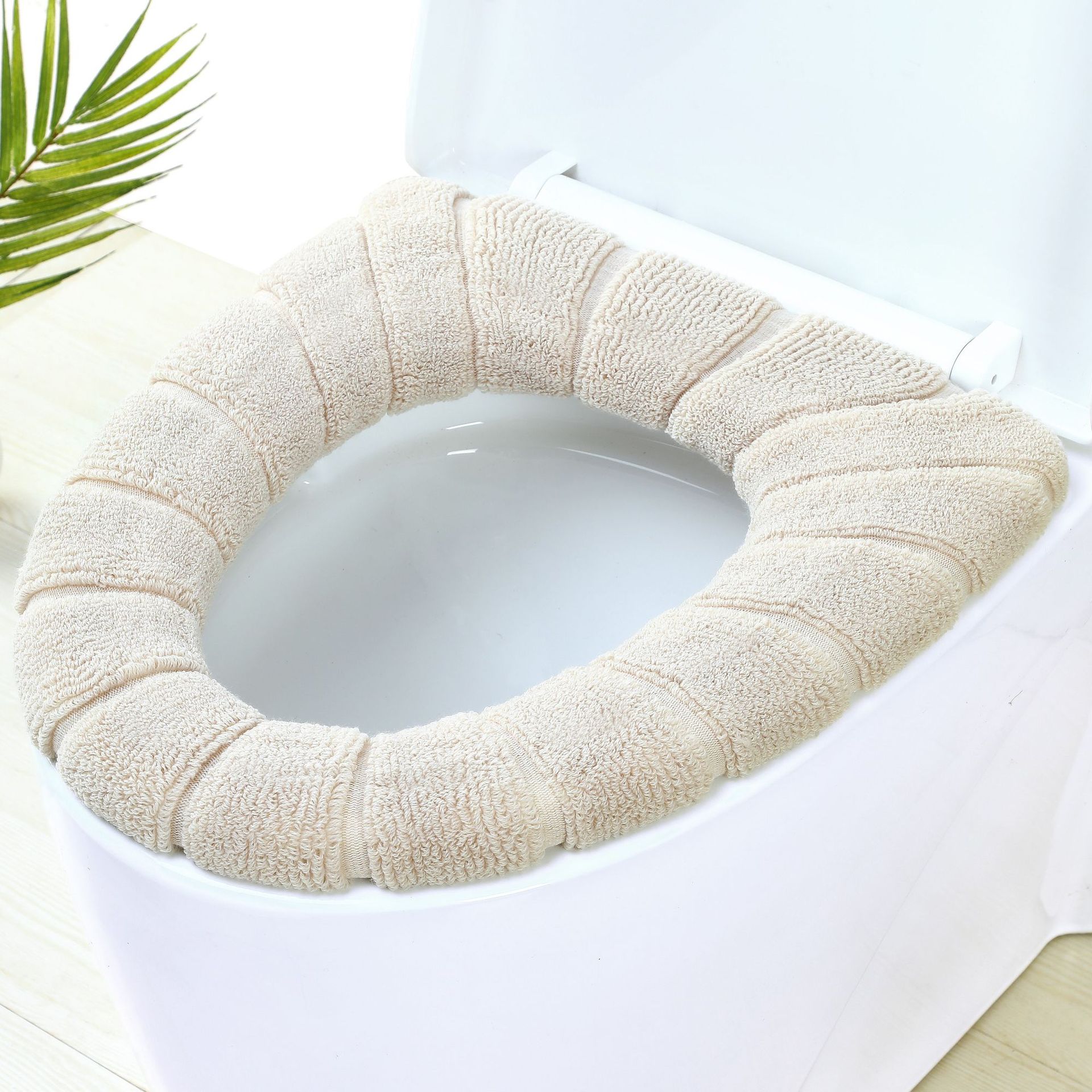Thickened toilet seat cushion soft and soft acrylic washable cushion household decorative toilet cushion cushion seat cover toil: Beige