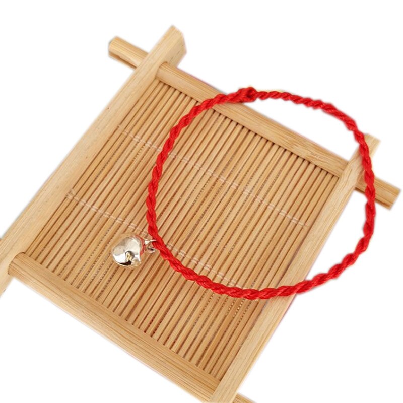 1PC rouge corde Bracelets armure corde chaîne amoureux unisexe Couple Simple garçons à la main enfants avec cloche filles chanceux