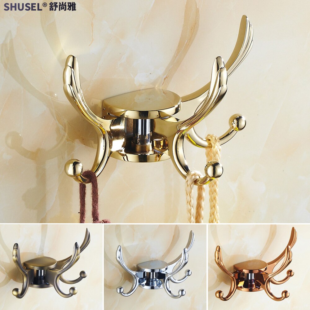 Slaapkamer Beweegbare Kleding Haak Europese Stijl Haak Kledingrek Muur Opknoping Enkele Haak Gouden Antieke Jas Rack Roterende