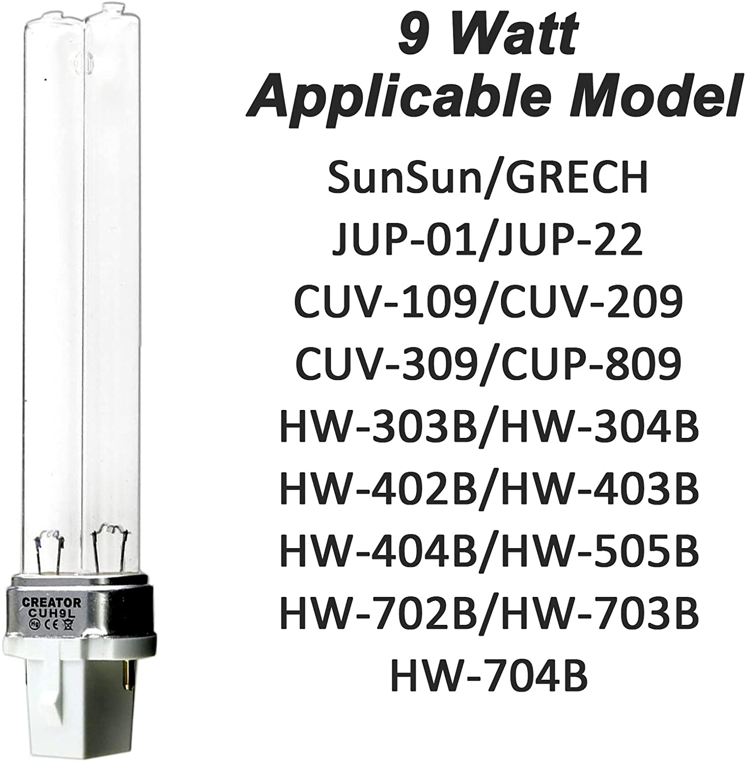 Quartz UV Light Bulb Replacement JEBO SUNSUN UV Sterilizers Clarifiers Aquariums Deodorization and sterilization lamp 23 Base 9W