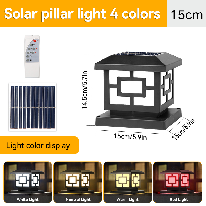 LED Solar- Säule Licht wasserdichte Solar- leuchten mit Fernbedienung 4 Farben Außen beleuchtung für Gartenzaun Veranda Solar- lampe: Rose / 6-10W